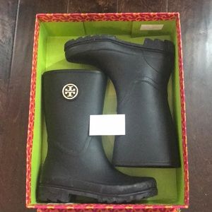 Tory Burch Black rain booties size 7